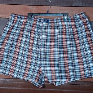 NWOT 5X Big Men's Different Touch rust Blue Plaid Boxer Shorts